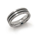 Boccia Titanium Band with 2 Black Enamel Lines - 101-17 Boccia Titanium Band with 2 Black Enamel Lines - 101-17