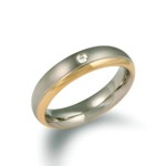 Boccia Titanium Band w/0.03ct Diamond and Goldplating - 0130-12