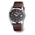 Boccia Black Dial Brown Band Titanium Watch - 3548-02