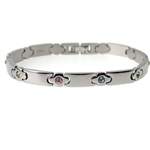 Steel Rainbow Crystal Link Bracelet - BR2886