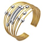 Two-tone Multi-wire Steel Cuff w/accent beads