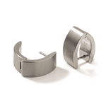 Wide Brushed Titanium Huggie Earrings