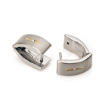 Two tone Wide Huggies with Tension-set Diamond