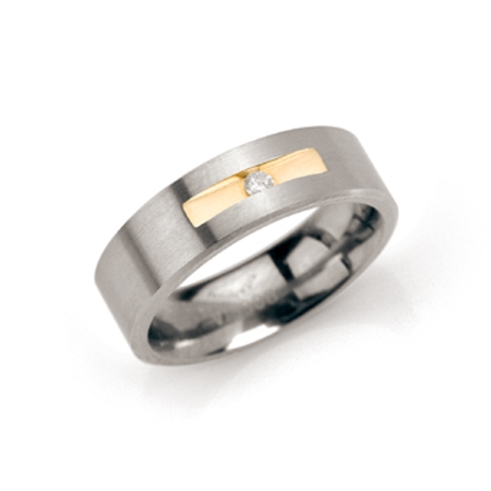 Boccia Titanium Band with Inset .03pt Diamond in GEP - 101-08 - Click Image to Close