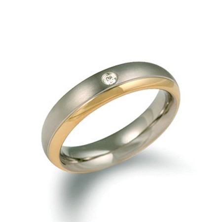 Boccia Titanium Band w/0.03ct Diamond and Goldplating - 0130-12 - Click Image to Close