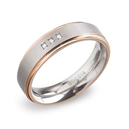 Boccia Titanium Band w/RGP edges & 3 Diamonds - 0134-02 - Click Image to Close