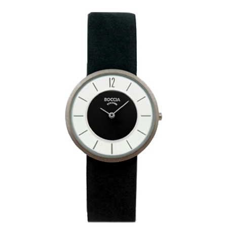 Boccia Black & White Round Titanium Watch - 3114-06 - Click Image to Close
