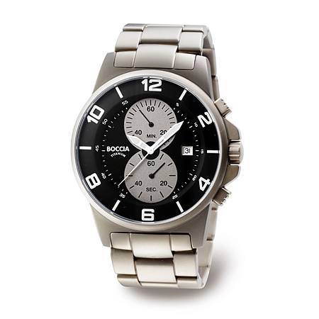 Boccia Black & Gray All-Titanium Watch - 3777-03 - Click Image to Close