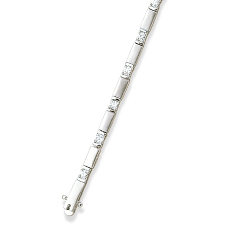 Sterling Silver Matte with Cubic Zirconia Tennis Bracelet - Click Image to Close