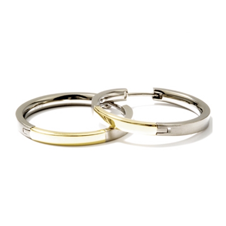 Two tone Titanium Huggie - Hoops - 517-02 - Click Image to Close