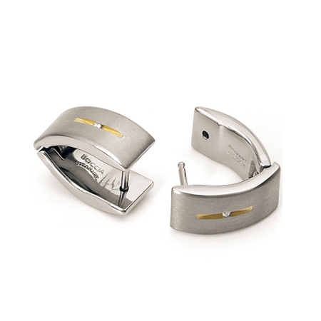 Two tone Wide Huggies with Tension-set Diamond - Click Image to Close