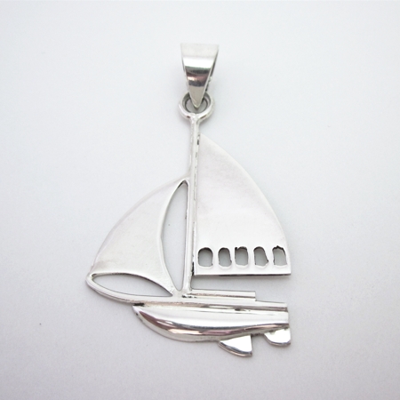 Sailboat Pendant in Solid Sterling Silver - Click Image to Close