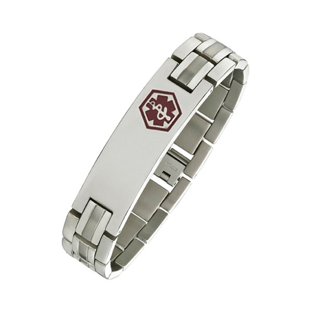 Medical ID Bracelet - Titanium Medic Alert - TB810MED - Click Image to Close