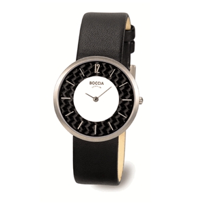 Boccia Black Carbon Fiber Titanium Round Case Watch - 3114-13
