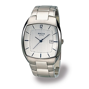 Boccia White Dial Square All-Titanium Watch - 3522-05