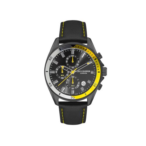 Lee Cooper Men's Watch - Black Band Yellow Accent - LC07290.661