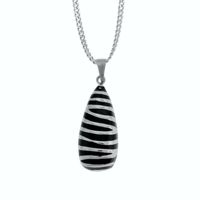 Steel Teardrop Pendant with Black Zebra Stripes - SSP4807 Steel Teardrop Pendant with Black Zebra Stripes - SSP4807